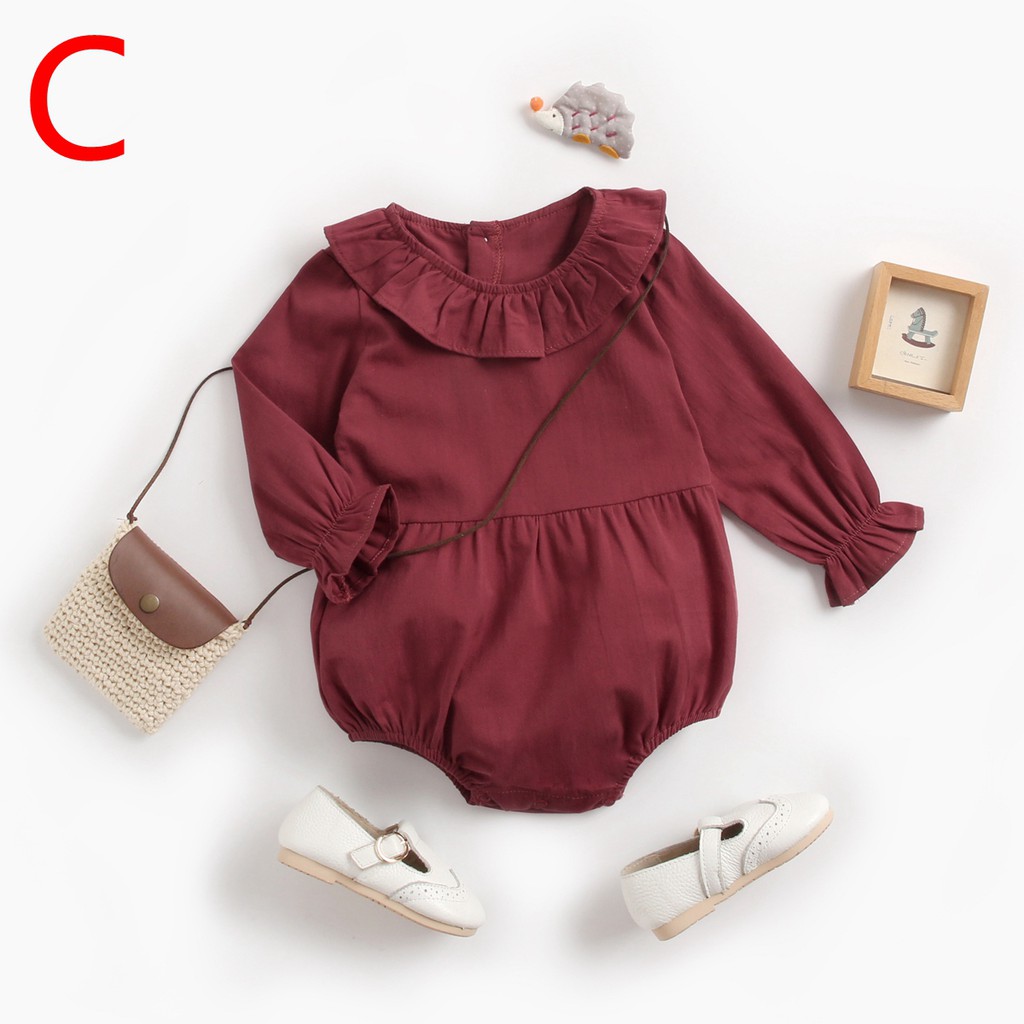 Áo liền quần Sanlutoz tay dài bằng cotton phong cách công chúa cho bé gái (3 màu)