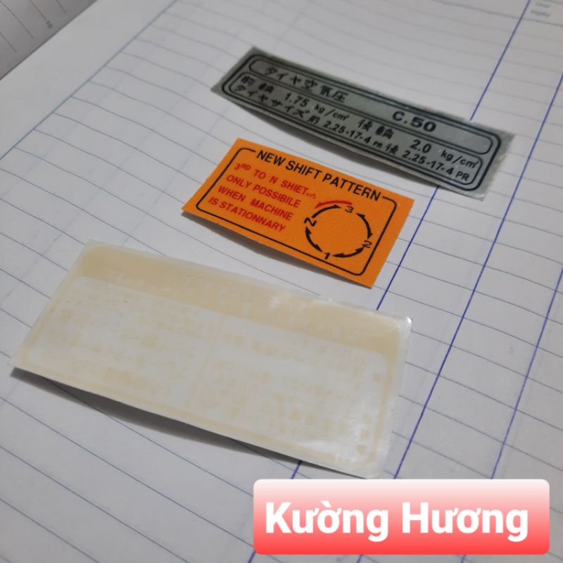 Tem thông số xe cúp 50 ( 3 mảnh tem thông số cup)