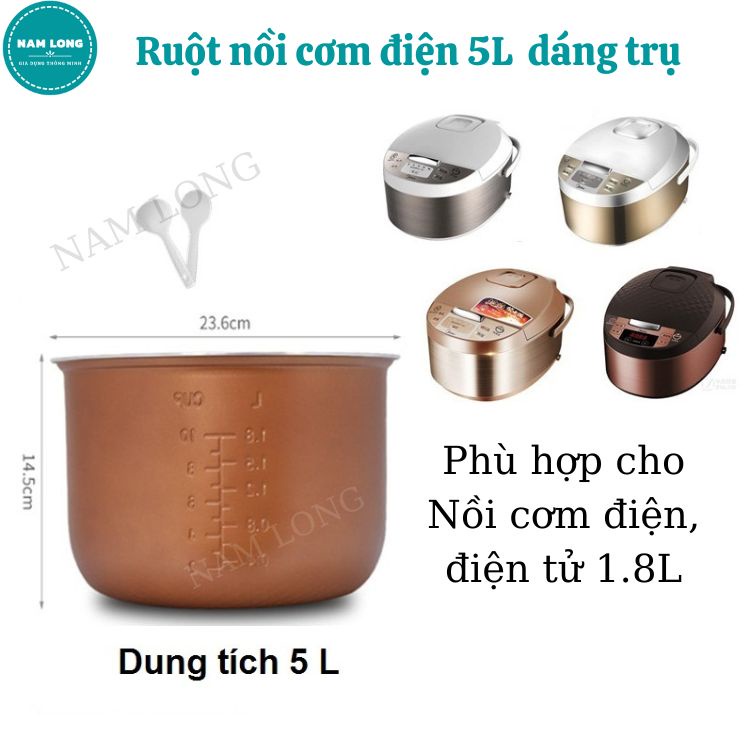 Lòng Nồi Cơm Điện, Ruột Nồi Cơm Điện Tử, Chống Dính, Dung Tích 5L, Phù Hợp Cho Nồi 1.8L