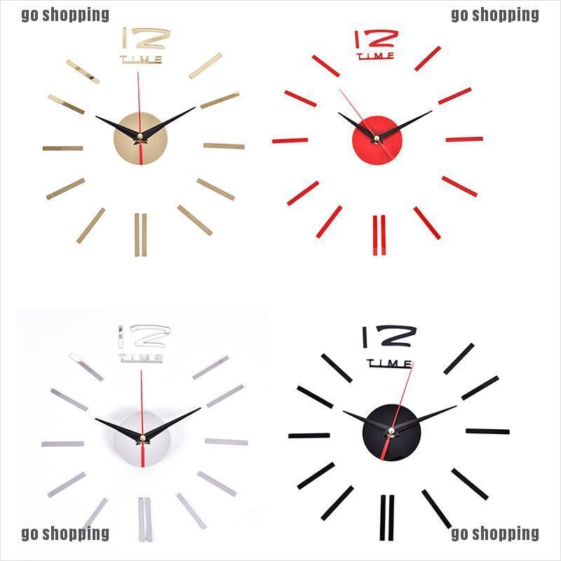 {go shopping}Modern Large 3D Mirror Surface Wall Clock Sticker Home Office Room DIY Decor