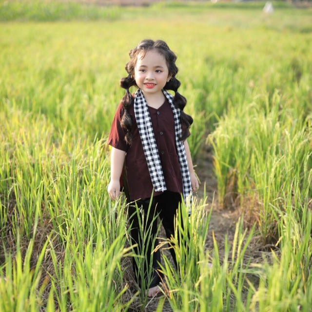[ Ảnh thật] Bà ba cho bé gái, tặng kèm khăn