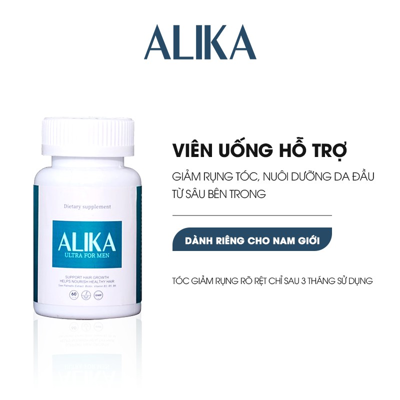 Viên uống Alika Ultra for men Giảm Rụng Tóc, Hỗ trợ Kích Thích Mọc Tóc và Hỗ Trợ Đen Tóc, hộp 60 viên