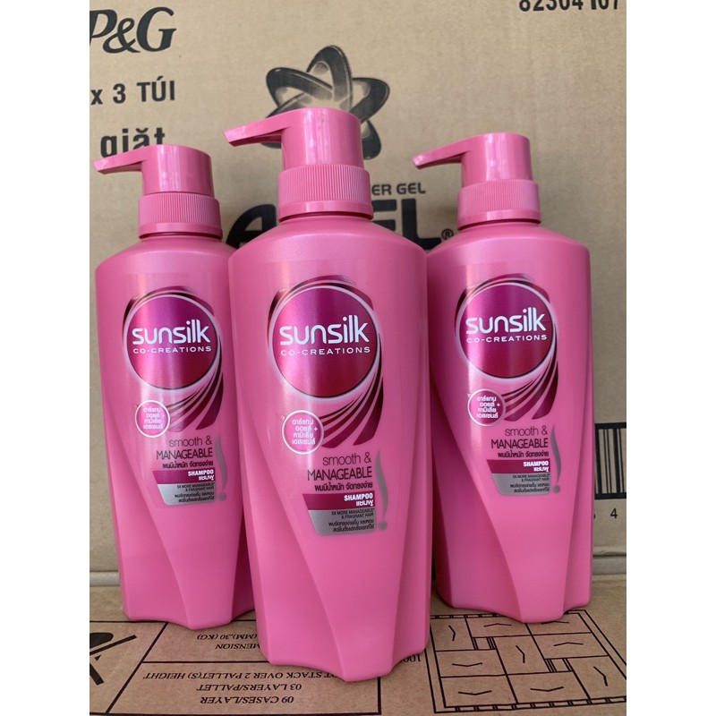 Dầu GỘI Sunsilk 450ml - mềm mượt và phục hồi tóc hư tổn(mầu hồng)