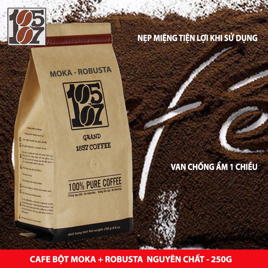 1KG Cà phê bột Moka-Robusta thượng hạng ❤️️ FREESHIP ❤️️ nguyên chất không pha trộn tẩm ướp hương liệu 1857 COFFEE