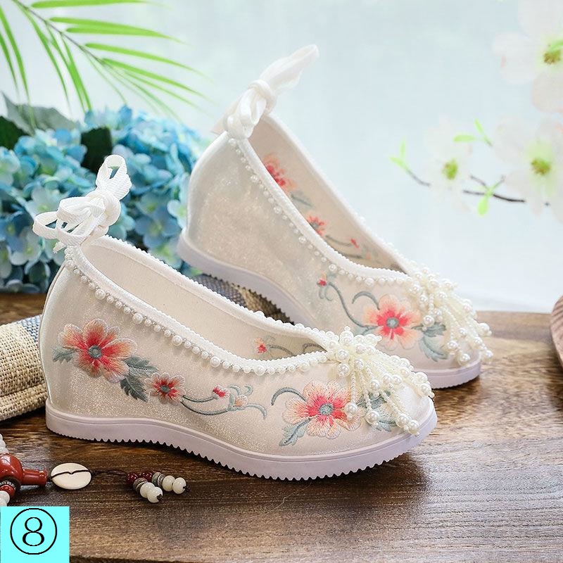 Giày Hán Phục Mũi Tròn Đính Hạt Phong Cách Trung Hoa Cổ Điển Cho Nữ