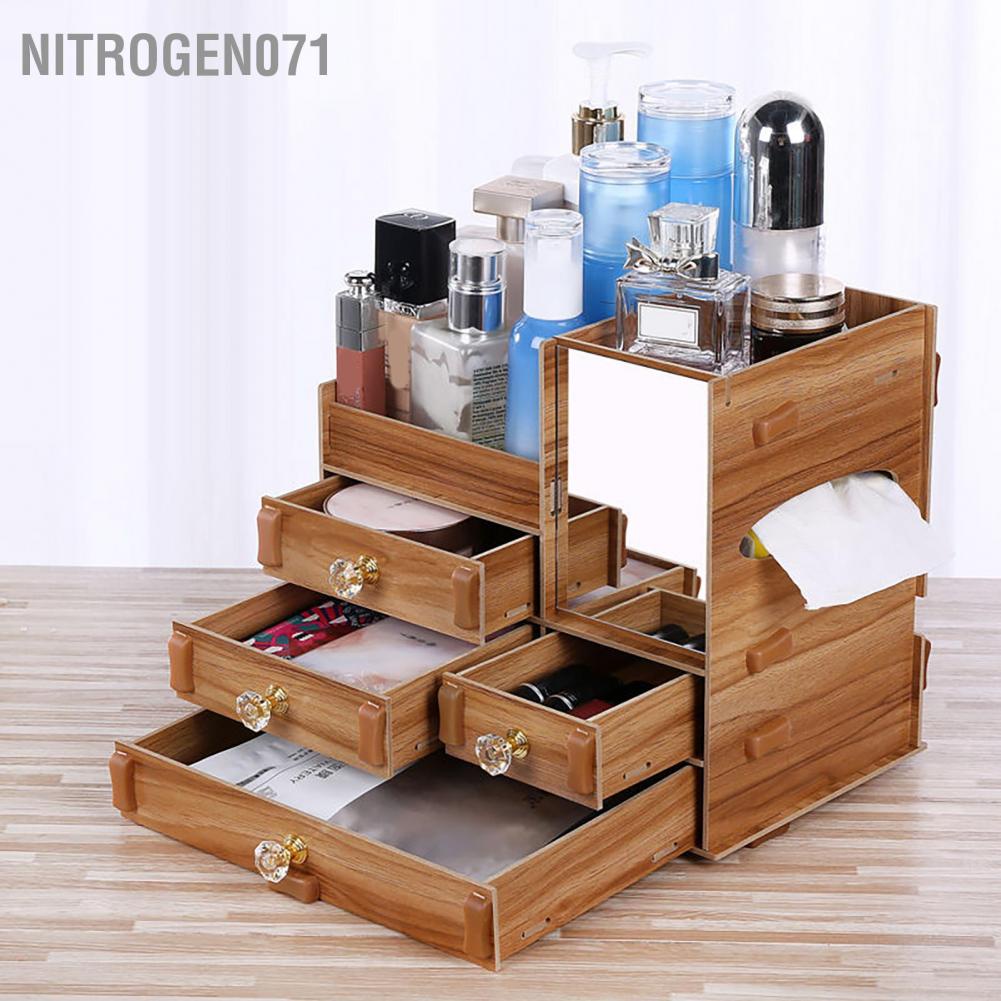 Nitrogen071 Makeup Storage Box Four Draw Design Large Capacity Beautiful Cosmetic Case Display for Dressing Table Desktop