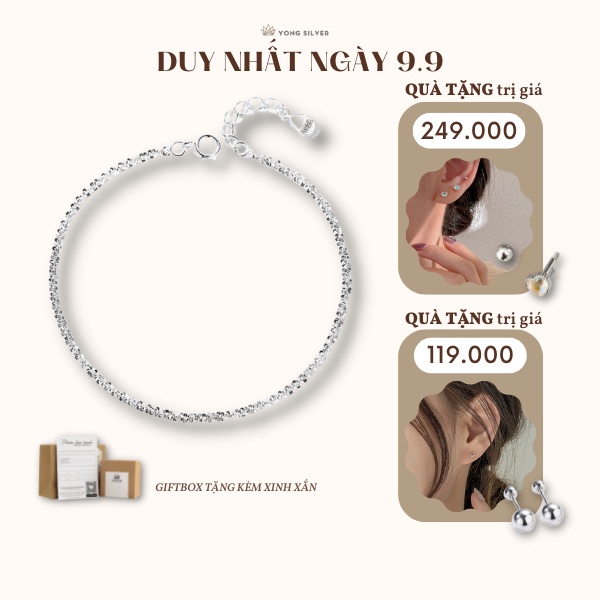 Lắc tay nữ bạc 925 Yong Silver mẫu dây mì xù đuôi phụng cá tính