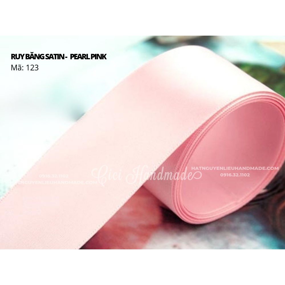Cuộn 5M Ruy băng Satin 2 mặt màu hồng, đỏ, cam, be - link 1/9 Cici Handmade ruyban gấm hoa lụa ruyban ribbon satin