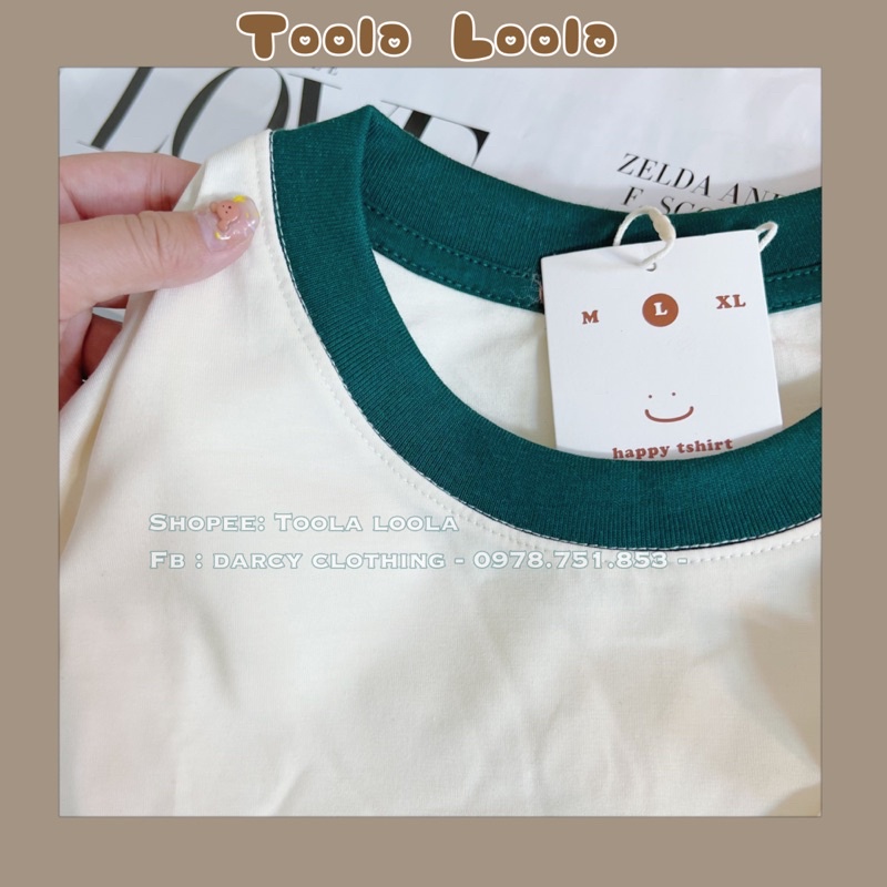 áo thun áo thun trơn MÀU KEM SỮA phối cổ màu nam nữ