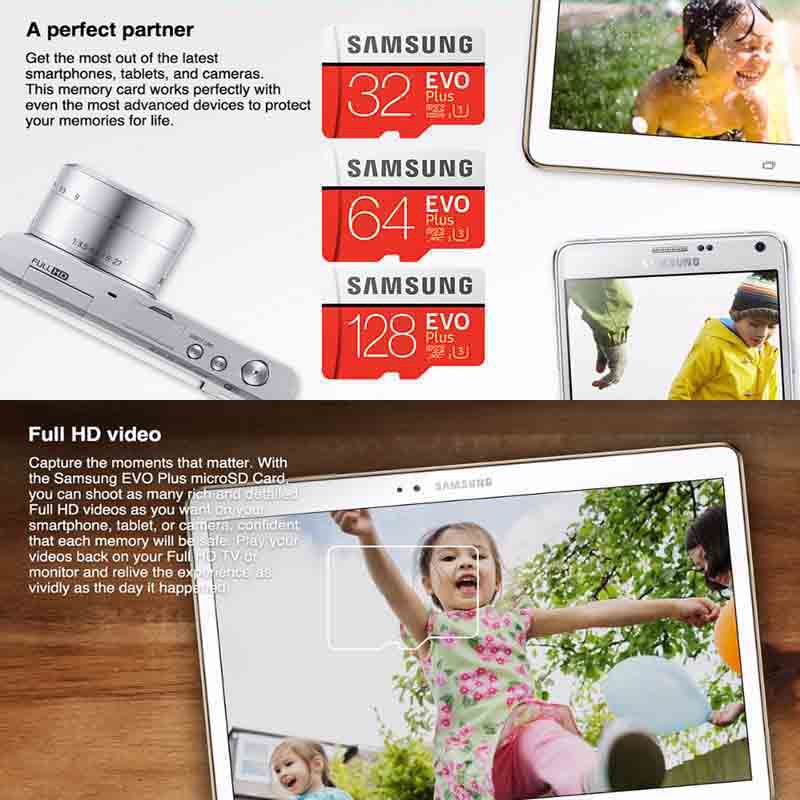Thẻ Nhớ Samsung 80MB/S 128GB EVO Plus C10 Micro SDXC 128GB Kèm Đầu Nối Thẻ Nhớ