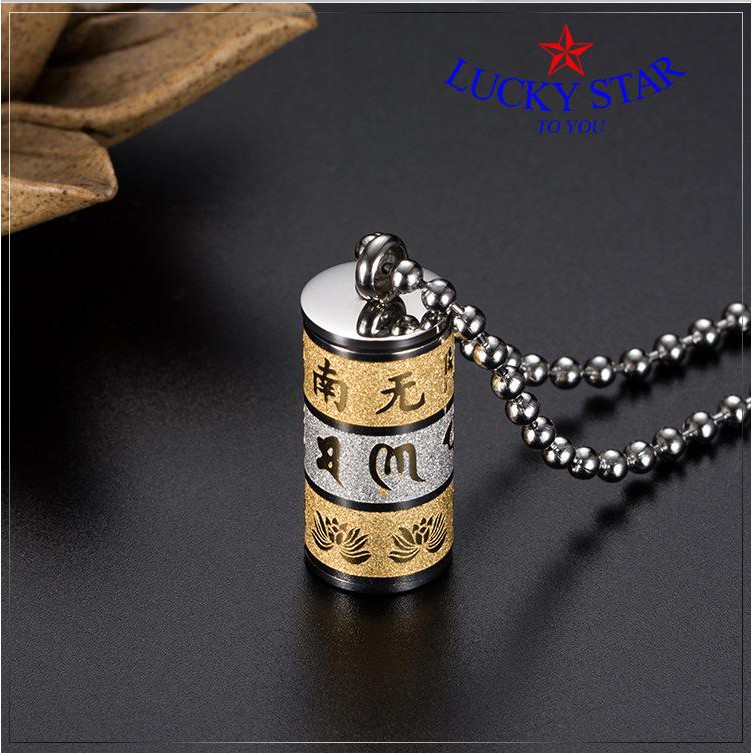 Dây chuyền xoay OM MANI PADME HUM chứa Lăng Nghiêm Kinh đeo mãi mãi không đen