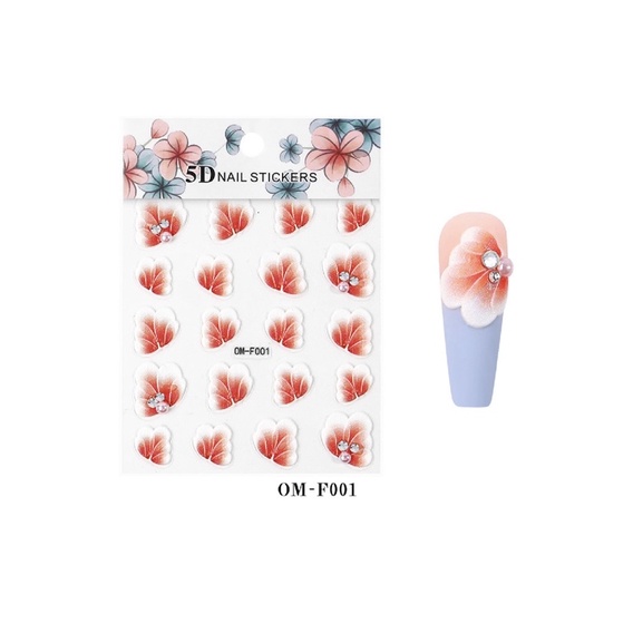 sticker hoa nổi 5d dán móng tay nail ko cần vẽ vời hay đắp hoa
