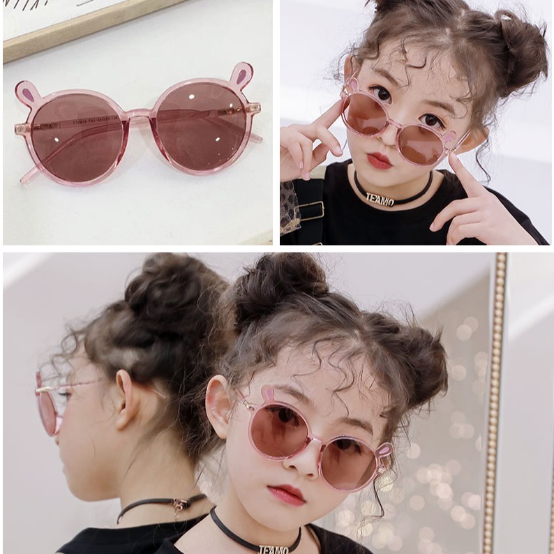 Kính mát chống tia UV400 hình tai gấu dễ thương dành cho bé