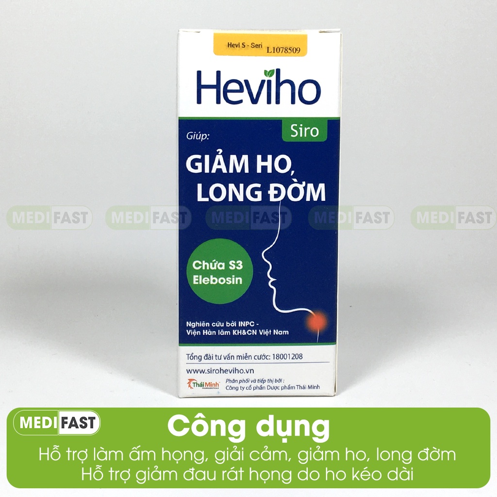 Siro Heviho - Giúp giảm ho, bổ phổi, bổ phế, long đờm ở trẻ - từ thảo dược thiên nhiên - Chai 100ml mua 6 tặng 1