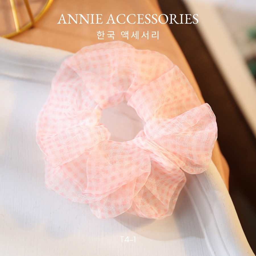 Buộc tóc Cột Tóc Vải Scrunchies caro nhiều màu ANNIE - T4-1