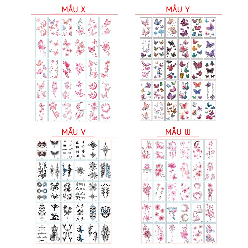 Combo 3000 Tờ Hình Xăm Dán Tattoo Xăm Nước Tha Thu