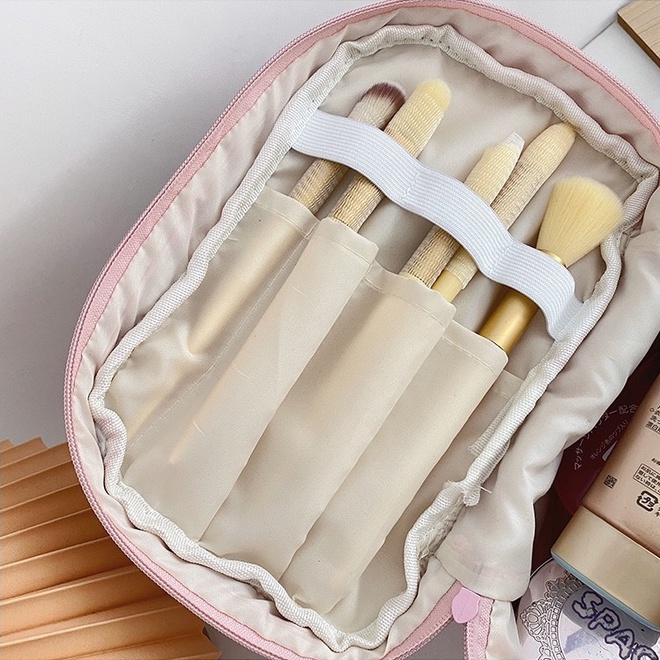 Những bông hoa Túi đựng mỹ phẩm chống thấm nước sức chứa lớn màu hồng trắng dùng khi đi du lịch
