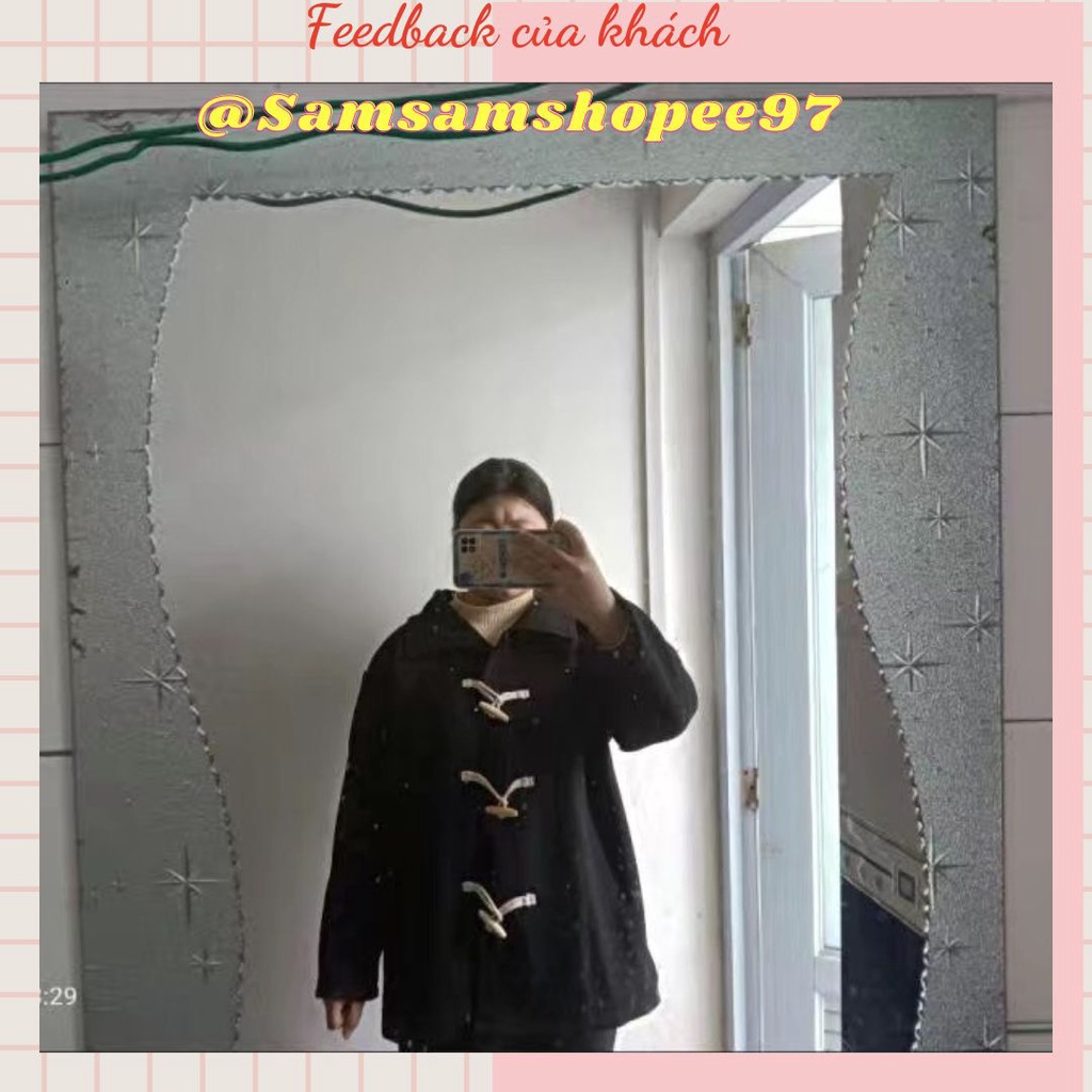 Áo dạ khuy gỗ nữ sinh phong cách Hàn Quốc