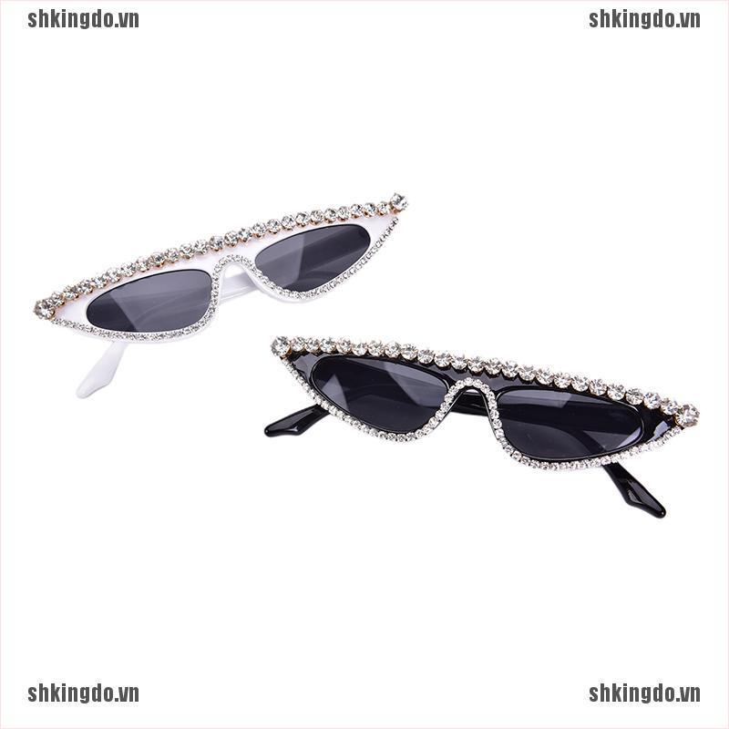 CATEYE Kính Mát Mắt Mèo Đính Đá Thời Trang Cho Nữ