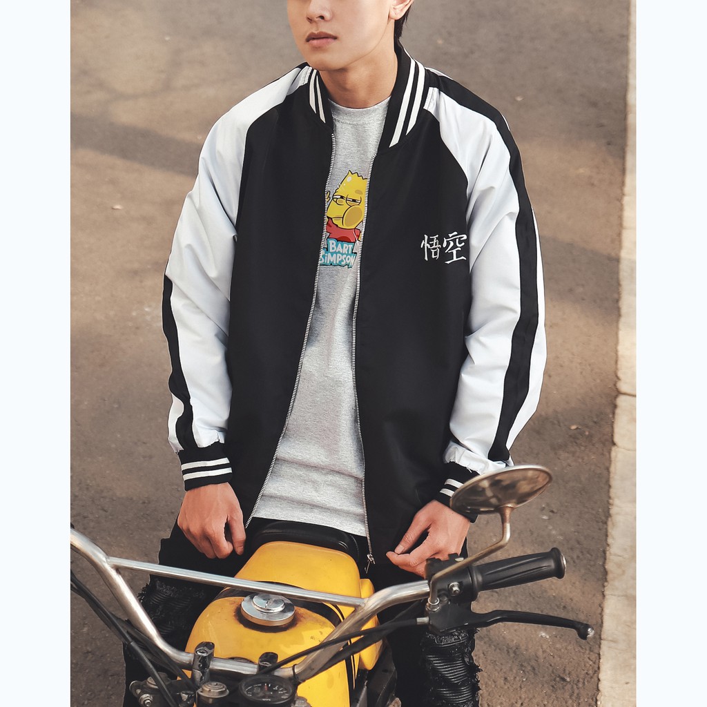 Áo Khoác Jacket Sun Wukong Sukajan Chất Liệu Parachute Fabric Vải Dù Màu Trắng Đen