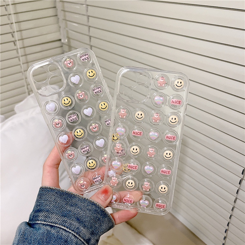 Ốp lưng iphone Ốp Điện Thoại Trong Suốt Hình Mặt Cười Cho iphone13 14proPromax 678plus 6/6splus/7/7plus/8/8plus/x/xr/xs/11/14pro/13/pro/max/plus/promax Dinuo case