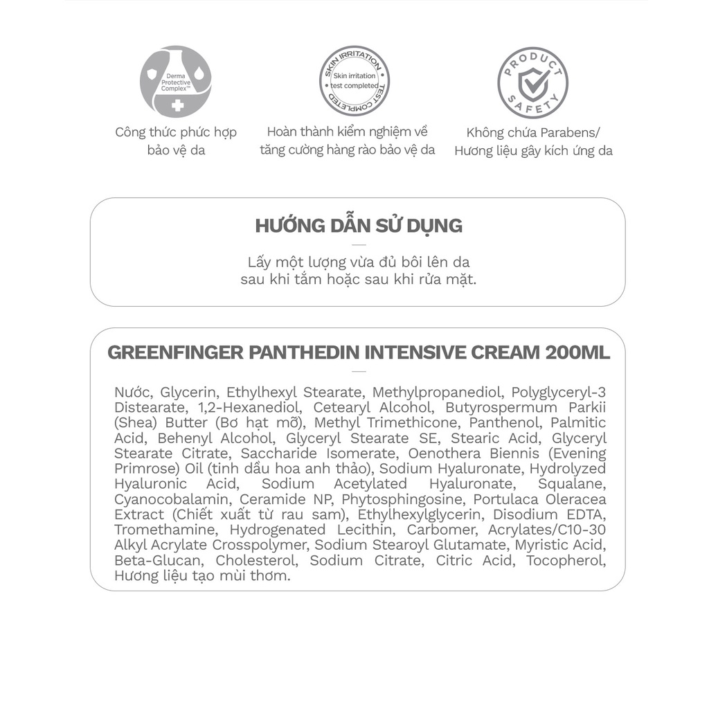 Kem Dưỡng Ẩm Chuyên Sâu Cho Bé GREENFINGER PANTHEDIN INTENSIVE CREAM 200ml