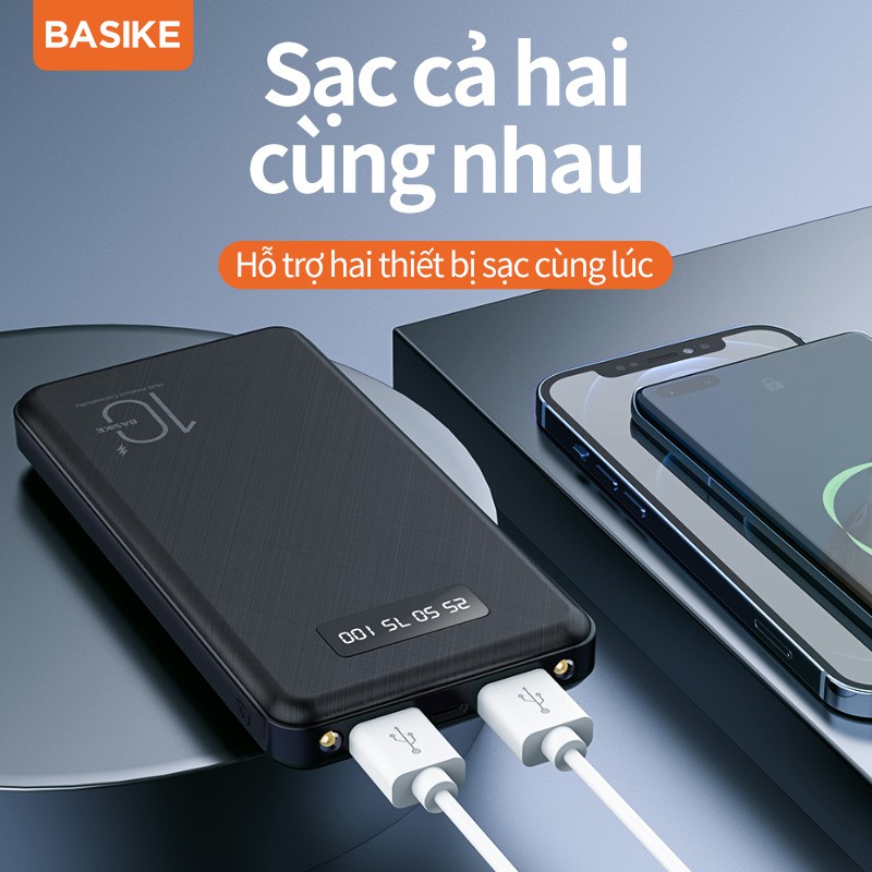 [Mã BMLT35 giảm đến 35K đơn 99K] Sạc dự phòng 10000mAh BASIKE PT69P có thể mang lên máy bay màn hình kỹ thuật số LED