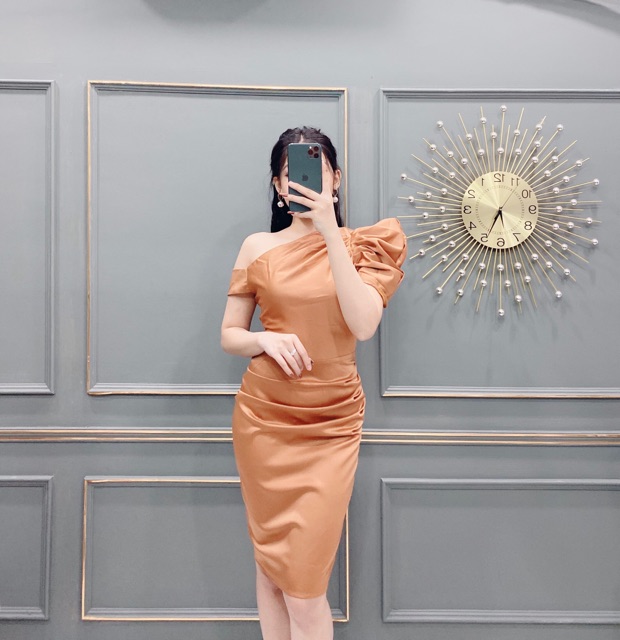 Ảnh thật 100% kèm video Đầm lệch vai cách điệu 1 bên tay | BigBuy360 - bigbuy360.vn