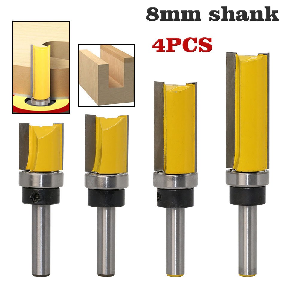 Bộ 4 mũi phay gỗ thẳng bi ngược