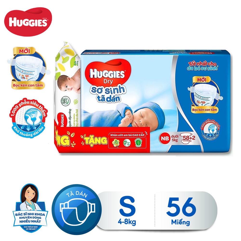 Tã dán Huggies (S56, NB1 100, NB2 60, NB74, S88)...