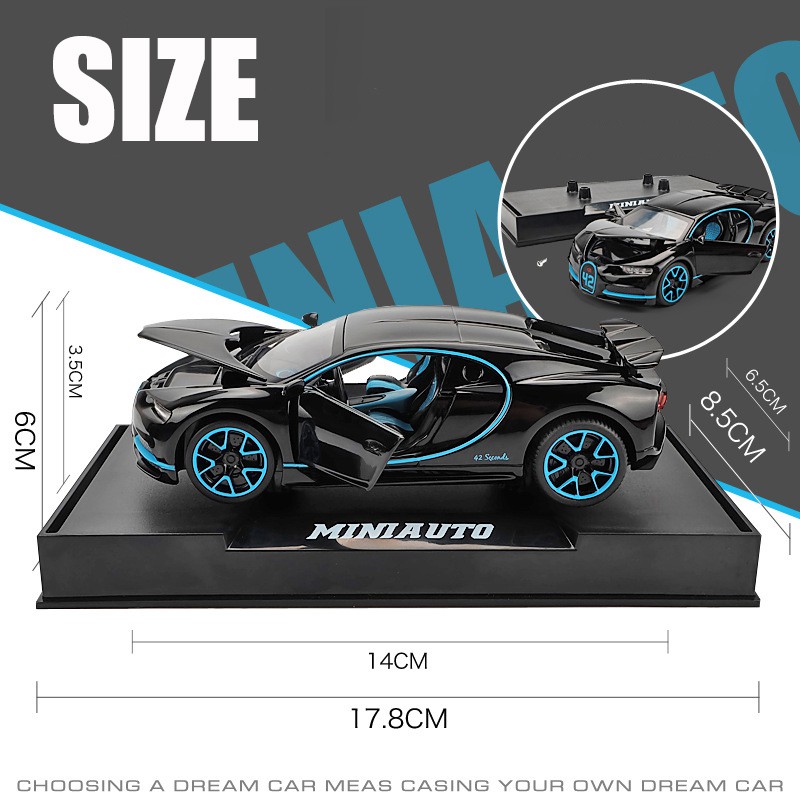 Mô Hình Xe Ô Tô Bugatti Chiron Có Đèn Và Âm Thanh Bằng Hợp Kim Tỉ Lệ 1: 32 Cho Bé Trai