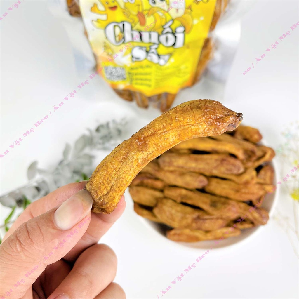 Chuối sấy dẻo không đường Đà Lạt vị tự nhiên Túi 500Gr Mẹ Beo cực ngon