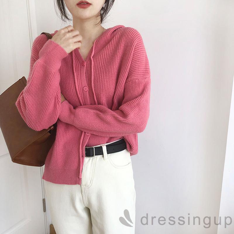 Áo khoác Cardigan bằng vải dệt kim màu sắc thời trang trẻ trung cho nữ