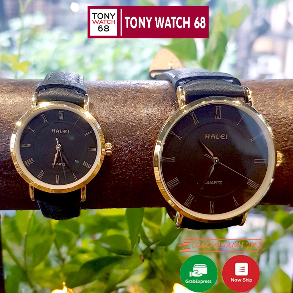 [FLASHSALE] Đồng Hồ Đôi Nam Nữ Dây Da Chính Hãng Halei - Tony Watch 68 - Có Video thật