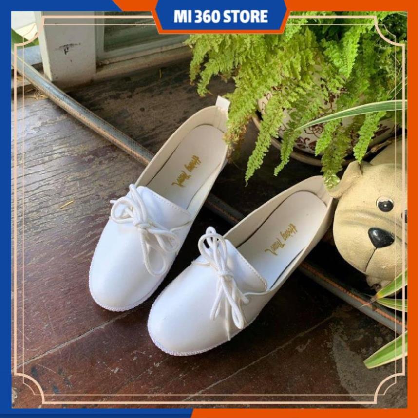 Giày Bệt, Giày Búp Bê Nữ Phong Cách Slip-on Cổ Điển Màu Trắng. GNHT SO4 Trắng.