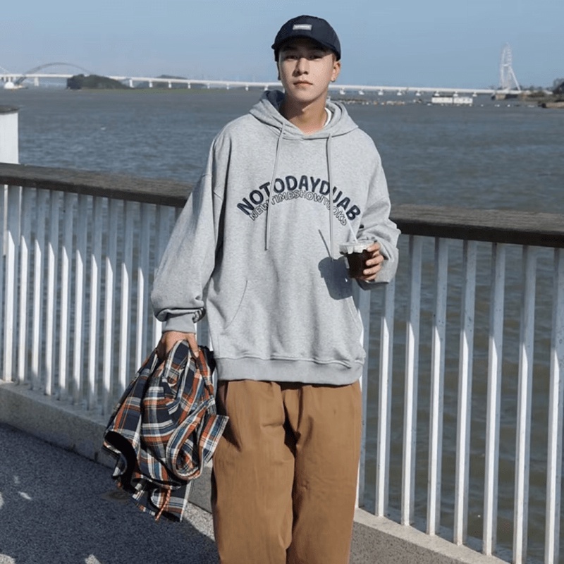 Áo hoodie Mùa Đông Dáng Rộng In Chữ Thời Trang Hàn Quốc Chất Lượng Cao Cho Nam Size M-5XL