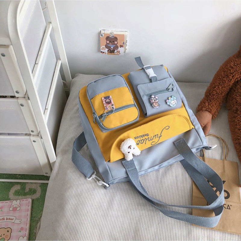 Túi Tote Đeo Chéo Một Bên Vai Sức Chứa Lớn Màu Kẹo Phong Cách Nhật Bản Dễ Thương Cho Nữ Thanh Thiếu Niên