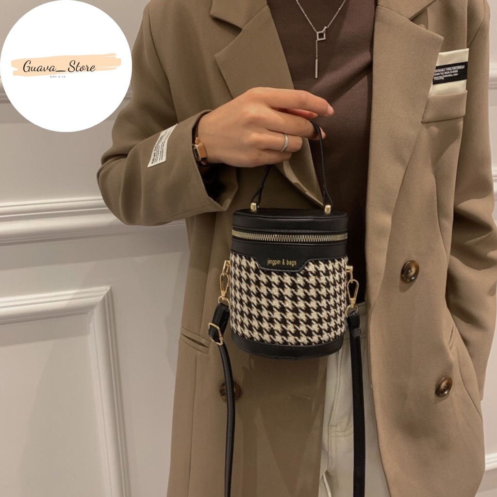 Túi Xách Nữ Đeo Chéo Nhỏ Nhắn Hình Trụ Họa Tiết Kẻ Sọc Thời Trang Dành Cho Nữ Tx22144