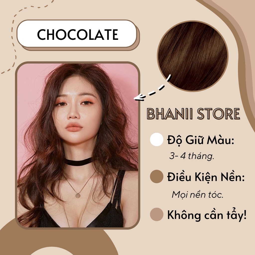 Thuốc nhuộm tóc Nâu Chocolate KHÔNG TẨY bhanii store