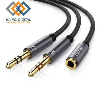 Dây Audio chuyển tai nghe 3.5mm sang 2 đầu Mic và Tai nghe dài 20CM UGREEN AV140 20899 - Hàng chính hãng