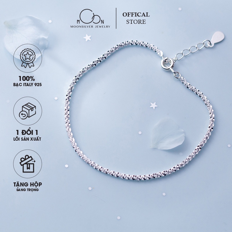 Lắc tay bạc lấp lánh Moonsilver, vòng tay bạc nữ thiết kế đơn giản bling bling