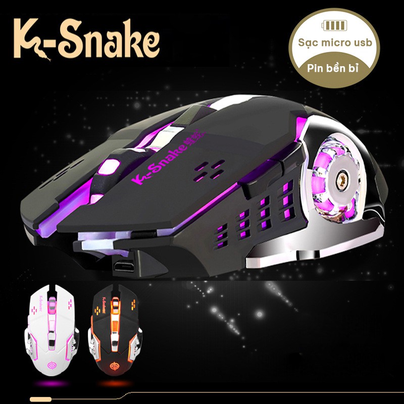 Chuột không dây chơi game BM100 chính hãng K-Snake có đèn Led đổi 7 màu-quạt tản nhiệt-thiết kế chống tiếng ồn