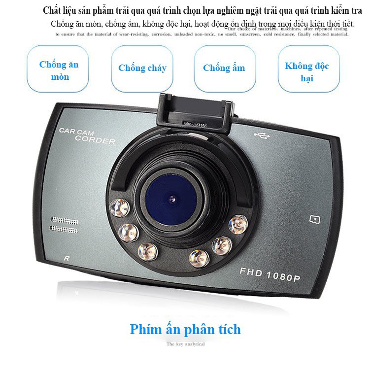 Camera hành trình 1080P quay đêm độ phân giải thấu kính đôi lùi tiến xe Giám sát toàn cảnh 24h