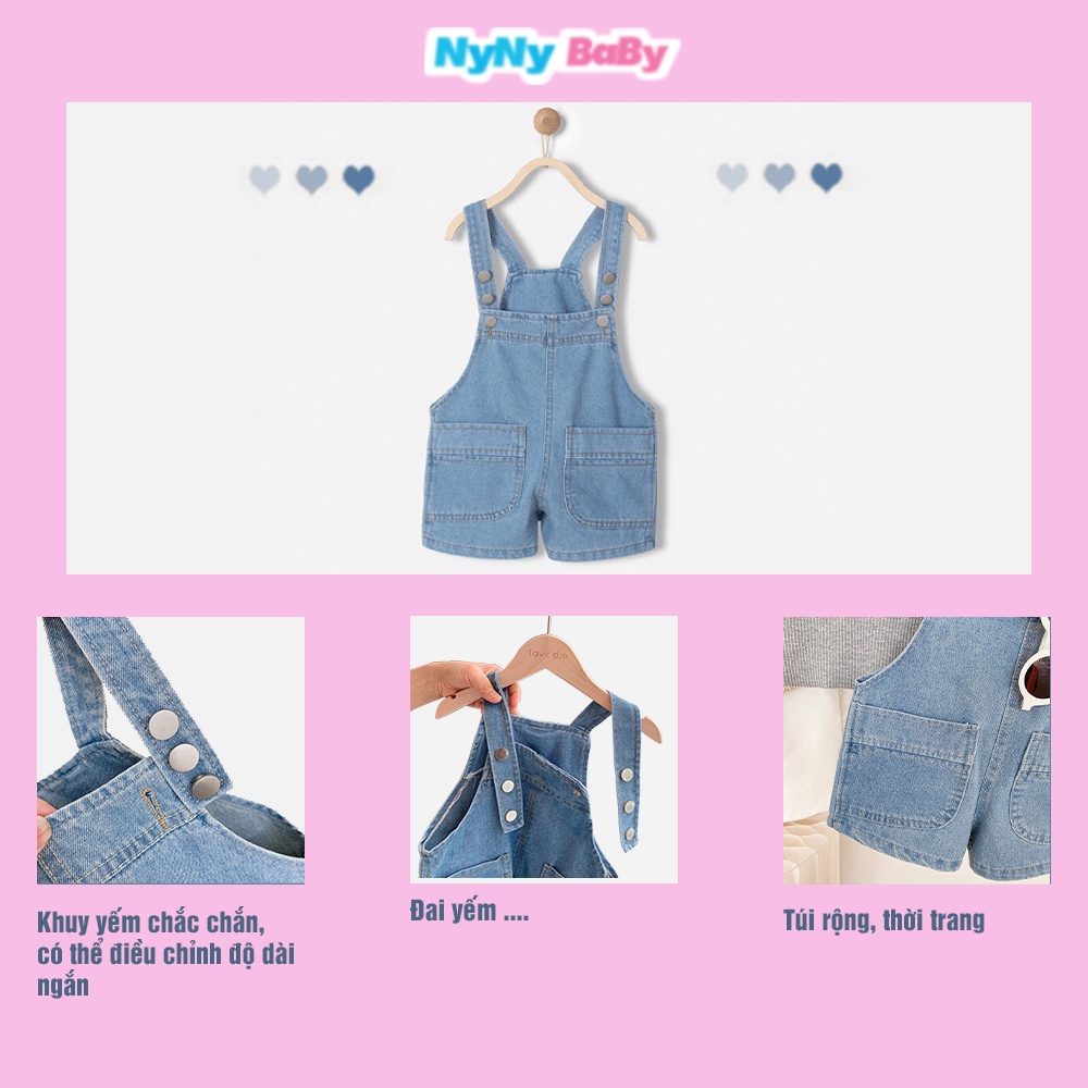 Yếm Jean Cho Bé Trai Bé Gái Nyny Baby Yếm Đùi Thiết Kế 2 Dây Bản To Hàng Loại 1 Vải Mềm Từ 1 - 7 Tuổi