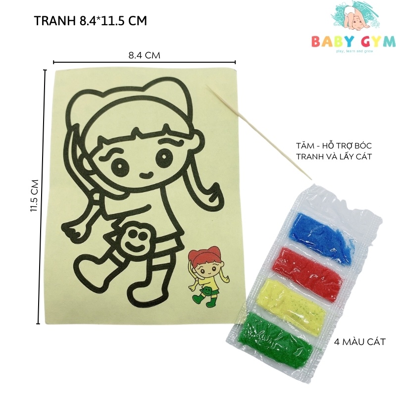 Tranh Cát Trẻ Em – Tranh Cát Mini Cho Bé Có Sẵn Cát 1 tấm kích cỡ 11.5x8.4 cm