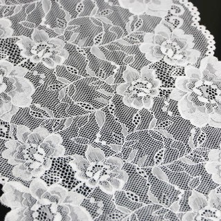 Cuộn dây ren trắng co giãn 21cm để trang trí
