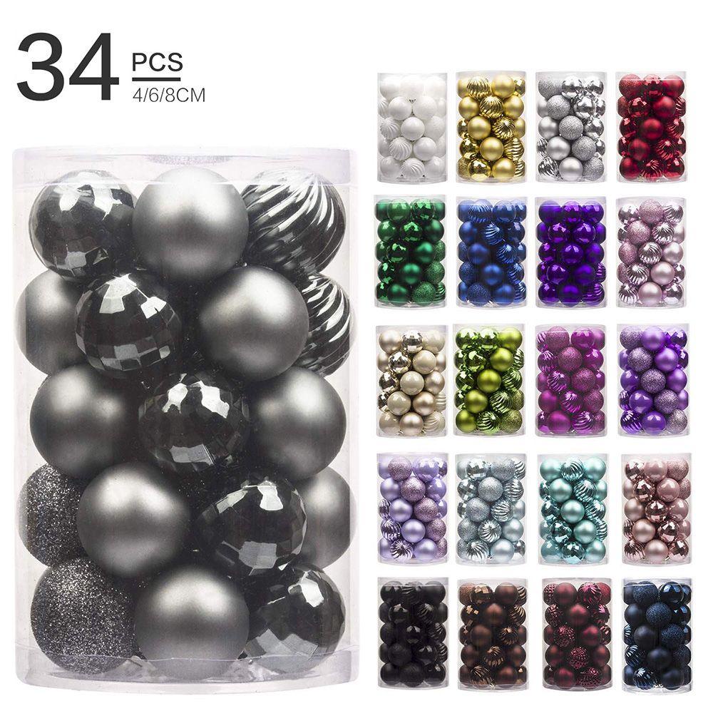 LEISURE Set 34 Quả Châu 4cm Màu Sắc Sặc Sỡ Dùng Để Trang Trí Giáng Sinh