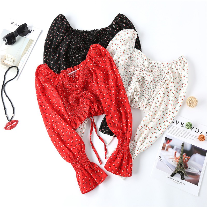 Áo Croptop Chất Chiffon Hoạ Tiết Hoa Nữ Tính | BigBuy360 - bigbuy360.vn