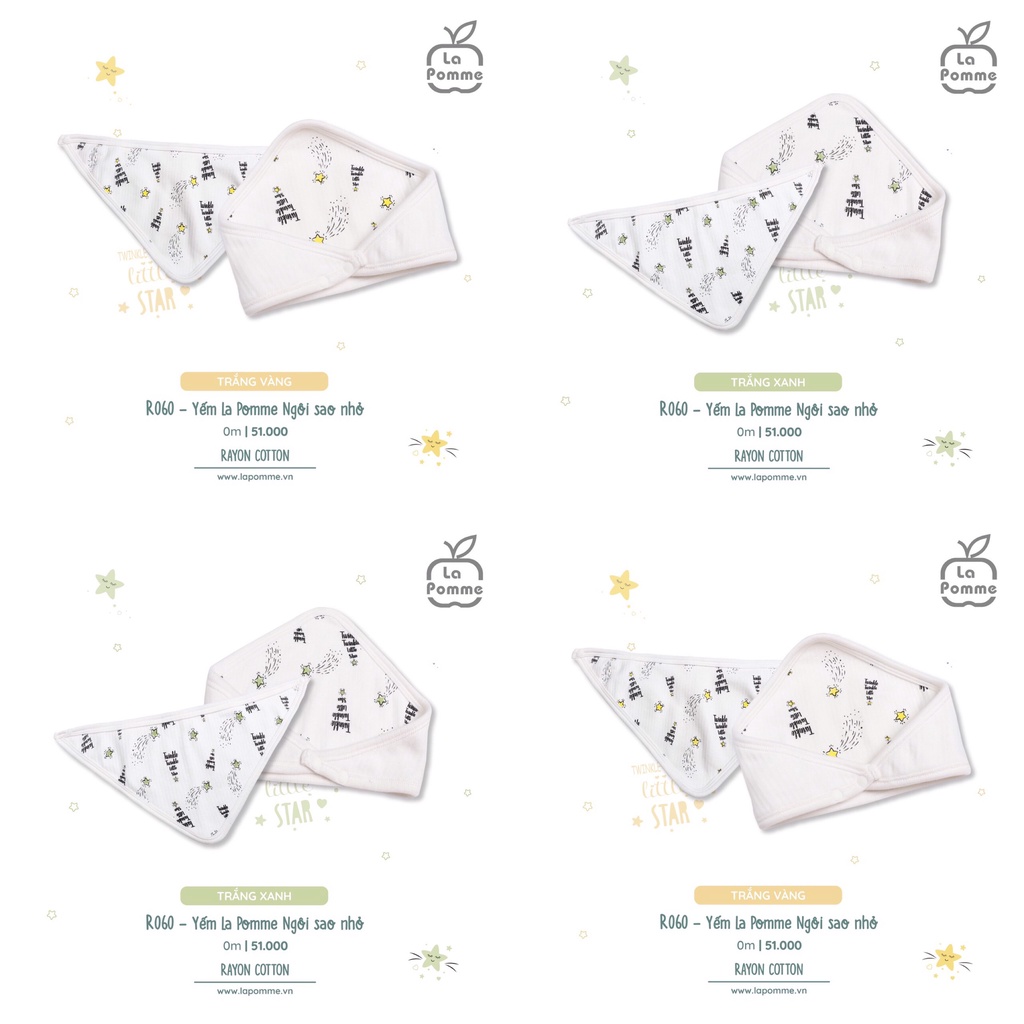 [CHÍNH HÃNG] Yếm sơ sinh xương rồng trắng/mint R045 La Pomme
