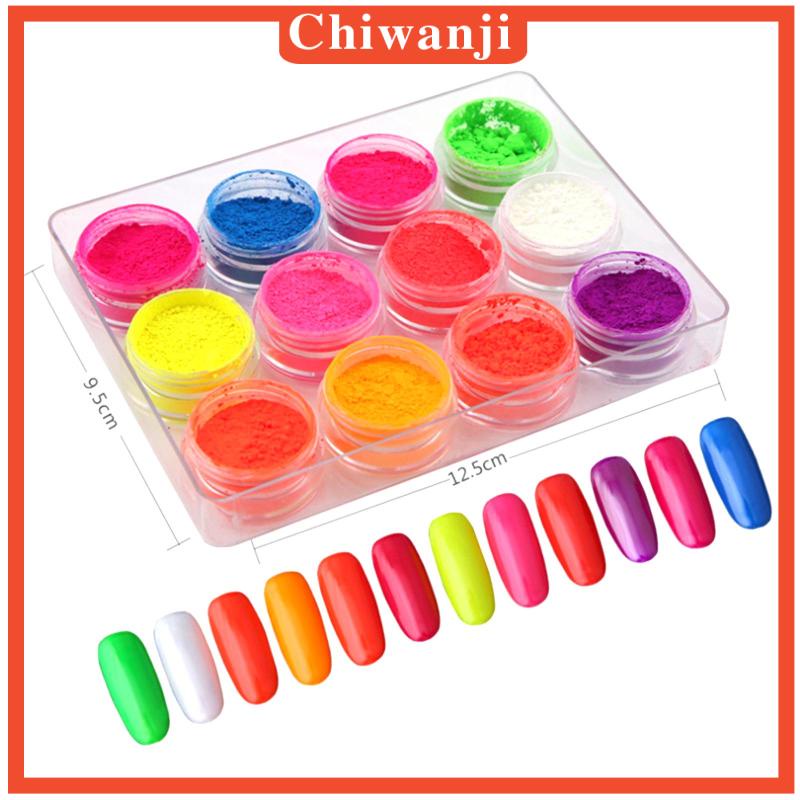 Bột Nhũ Kim Tuyến 12 Màu Sắc Tùy Chọn Trang Trí Móng Tay Nghệ Thuật